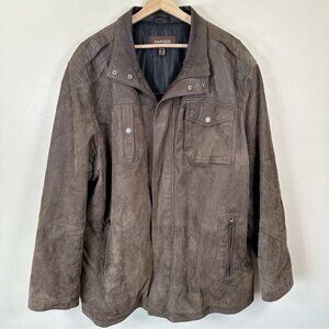 Vintage Danier Mens Size 3XL Brown Suede Faded  Wash Biker Heavy Jacket